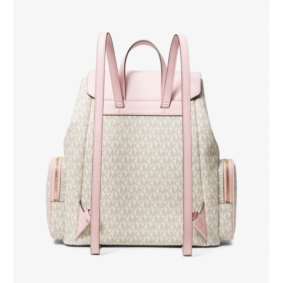 Michael Kors Backpack Jet Set MK Logo Large Chain Backpack Powder Blush Multi - Picture 10 of 11